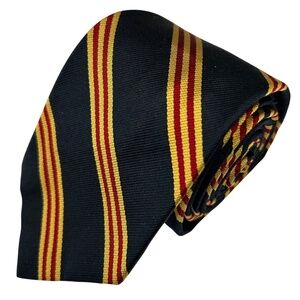Chipp Men's Narrow Black Red Gold Striped Silk Repp Tie Necktie
